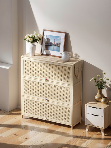 实木入户鞋柜防尘家用门口室内原木奶油风新款2024爆款玄关柜一体