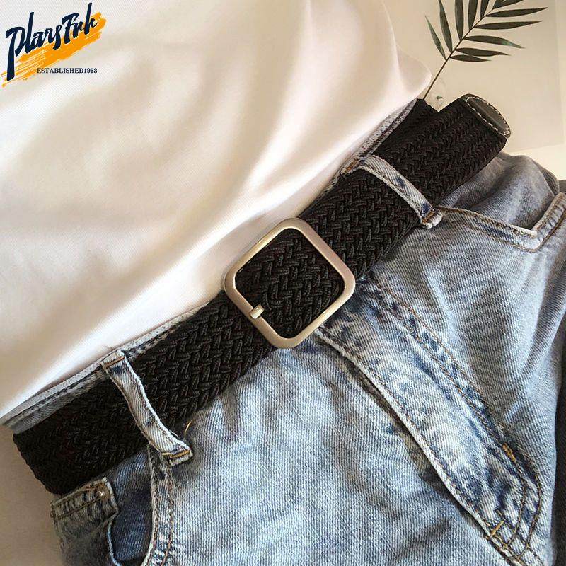 Belt free punching elastic summer woven belt simple all-match fashion jeans belt ins military training belt
