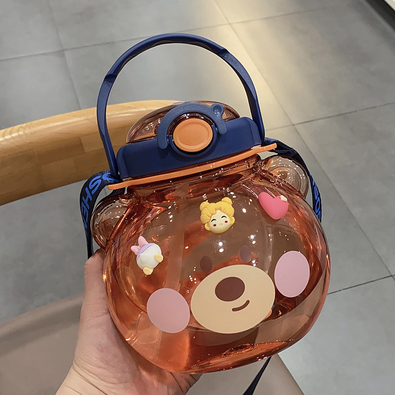 Net Red Large Belly Cup Cute Large Capacity Sports Kettle Child Straw Cup Portable High Face Value Student Plastic Cup