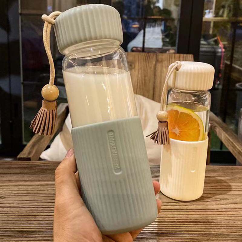 Day style with lifting rope heat resistant glass cup portable freshens water glass sub male and female student office Business tea cup