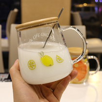 Korean cute High Borosilicate Glass Cup home heat-resistant breakfast cup with water Cup hipster art hand Cup