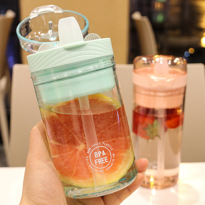 Korean version with scale plastic straw cup duckbill cup Adult pregnant women large capacity portable water cup Outdoor hand cup