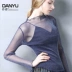 Bên tai bằng gỗ lưới chạm đáy áo sơ mi nữ size lớn mùa thu 2019 lụa sáng gợi cảm bên trong áo dài tay nhỏ - Cộng với kích thước quần áo áo khoác phao nữ Cộng với kích thước quần áo