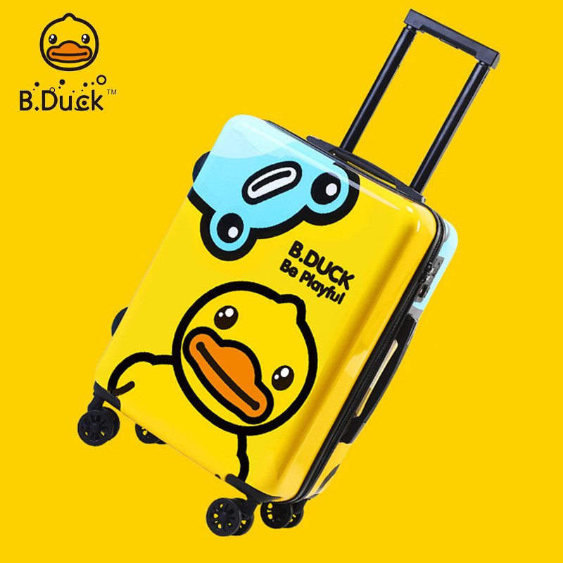 B Duck small yellow duck child Lalever box girl cute cartoon universal wheel plane travel 20 inch 24 suitcase