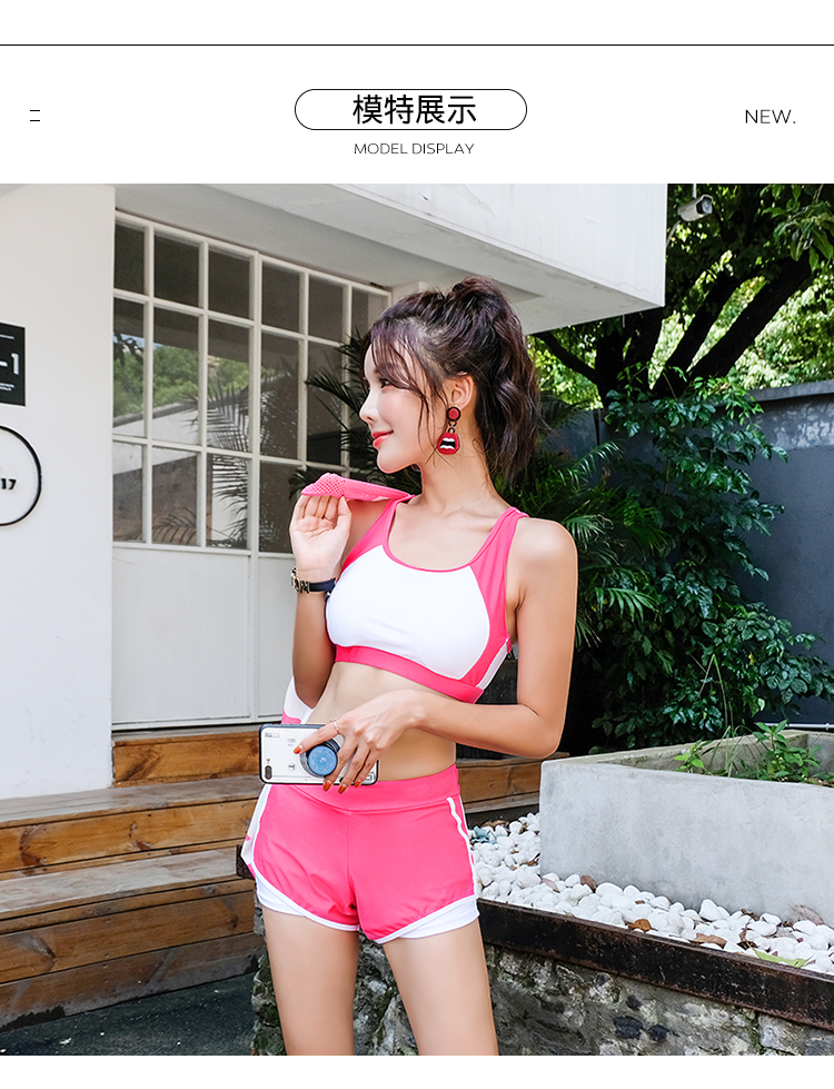 Áo tắm nữ thể thao áo ba lỗ nữ bikini 2018 mới in lưới màu đỏ áo tắm quần lót ngực - Bộ đồ bơi hai mảnh 	các kiểu đồ bơi 2 mảnh	