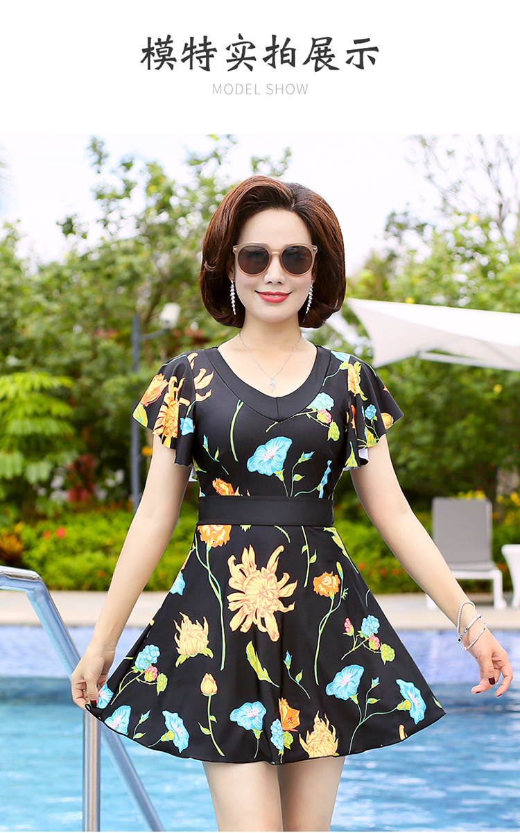Bạn bơi phù hợp với mẹ nữ trung niên dính liền bảo thủ che bụng mảnh mai áo tắm nóng xuân kích thước lớn áo tắm hoa - Bộ đồ bơi One Piece đồ bơi một mảnh