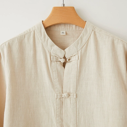 Рубашка, летний тонкий лонгслив, ретро комплект, китайский стиль