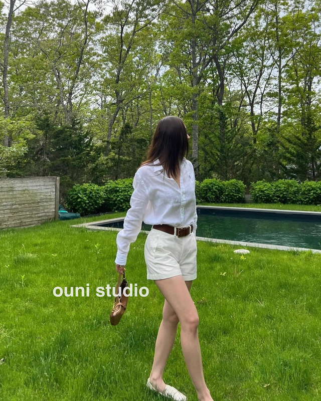 (Yb Development) 100% Cotton Classic White Cotton Shorts in Old Money Style for Stay-At-Home Ladies, Versatile and Casual for Summer (Yb Development) 100% Cotton Classic White Cotton Shorts in Old Money Style for Stay-At-Home Ladies, Versatile and Casual for Summer