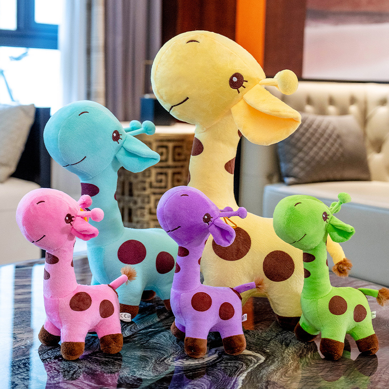 Plush Toy Colorful Giraffe Sika Deer Doll Stuffed Animal Chubby Deer Home Decoration Gift