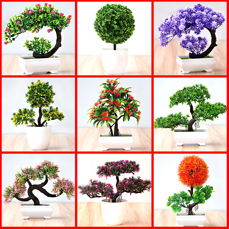 Simulated plant small potted plant fake flower small tree grass ball bonsai home living room tabletop decoration small ornament set