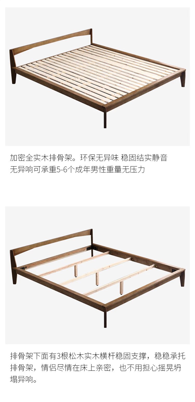 Yue Nina phòng ngủ giường gỗ rắn 1,5m1,8 m tro đôi vải giường khách sạn nội thất kệ tivi phòng khách