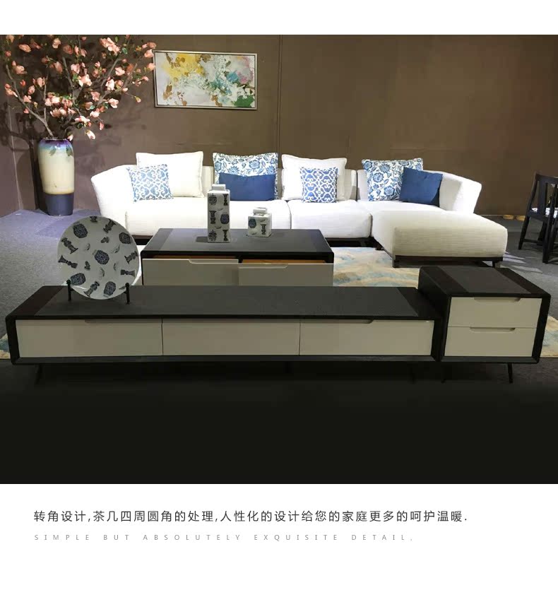 Yue Nina sofa vải bàn cà phê TV nội bộ kết hợp khách hiện đại nhỏ gọn đồ nội thất phòng đặt ba bộ