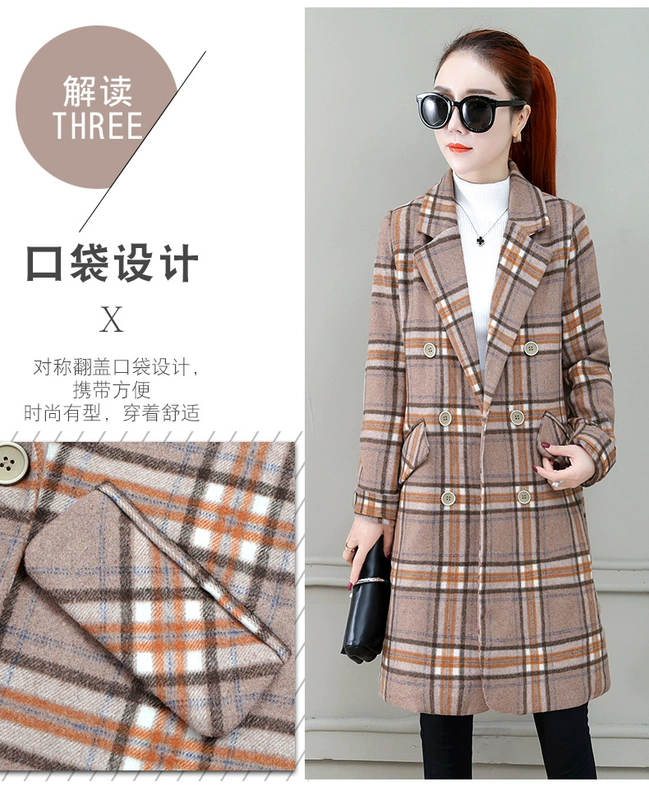 Áo khoác nữ dài giữa 2019 quần áo mùa thu đông mới phổ biến áo len dày nhỏ kiểu cao Hepburn - Trung bình và dài Coat