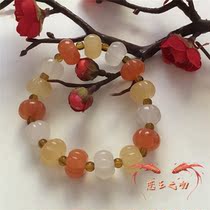 Xinjiang Jade Gobi jade pumpkin beads single Circle Bracelet women retro fashion simple Fu melon hand string