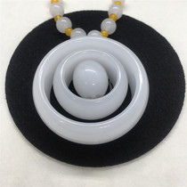 Xinjiang Gobi Ulhe gold silk white jade peace mother and child ring pendant womens fashion retro sweater necklace