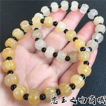 Xinjiang Golden Silk White Jade Yellow Pumpkin Pearl Jade Bracelet Womens Fashion Joker Fresh Art Style Design Bracelet