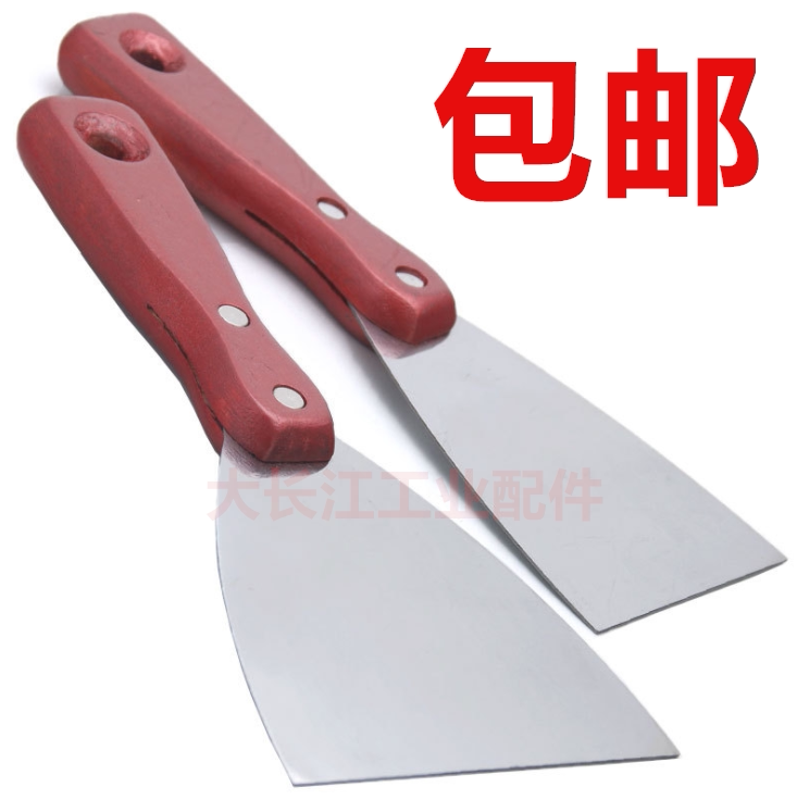 Thickened stainless steel putty knife shovel batch knife scraper spatula batch soil knife thickened wooden handle scraping putty full