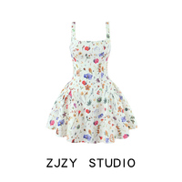 ZR European and American style ZA women's new style French sweet temperament slim slim waist floral suspender skirt