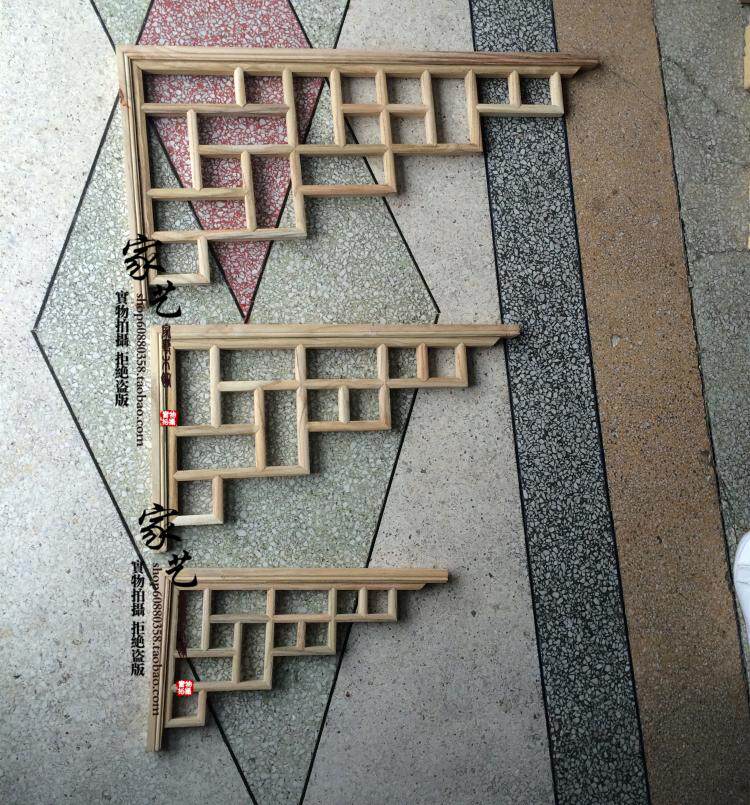 Dongyang woodcarving Chinese decoration living room ceiling lattice partition beam grab Angle solid wood horn flower pass decoration