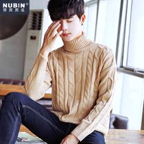 Mens thick thick line knitwear winter handsome turtleneck personality sweater clothing Autumn and winter Korean version of the trend base shirt