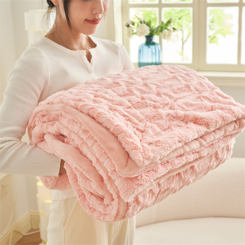 Rabbit Fleece Blanket Afternoon Nap Office Air Conditioning Blanket Coral Suede Blanket Thickened Winter Milk Suede Blanket Bed With-Taobao