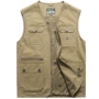 Bố mặc vest nam giản dị mùa hè nhiều túi cotton trung niên nam vest vest ngoài trời vest vai mỏng - Áo vest cotton áo khoác đông nam