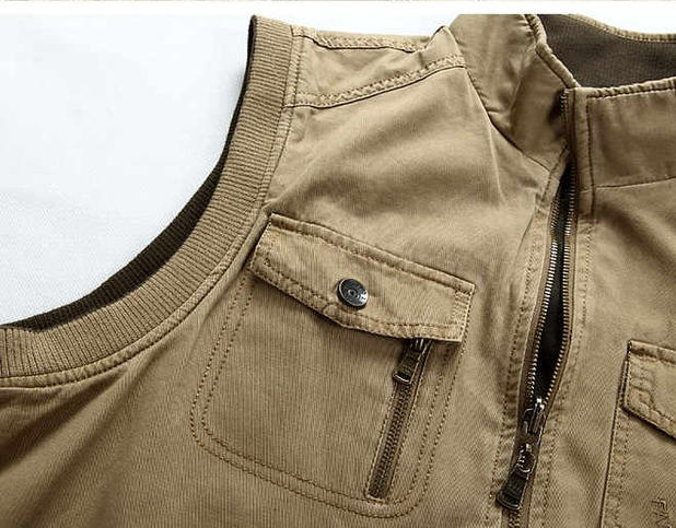Xe jeep vest nam mùa xuân và mùa thu giản dị ngoài trời vest nam hai mặt cotton vest vest vest - Áo vest cotton vest nam trung niên