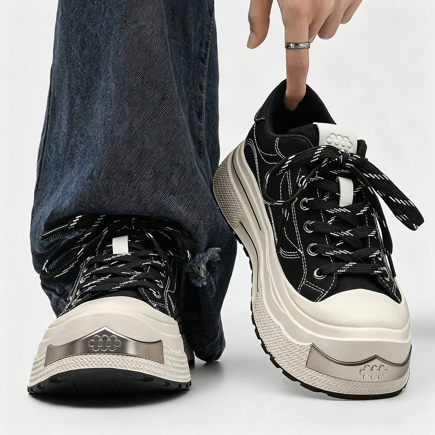 Korean Uamtor Men's Sneakers 2026 Autumn Trendy New Height-Increasing Casual Versatile Thick-Soled Denim Canvas Shoes