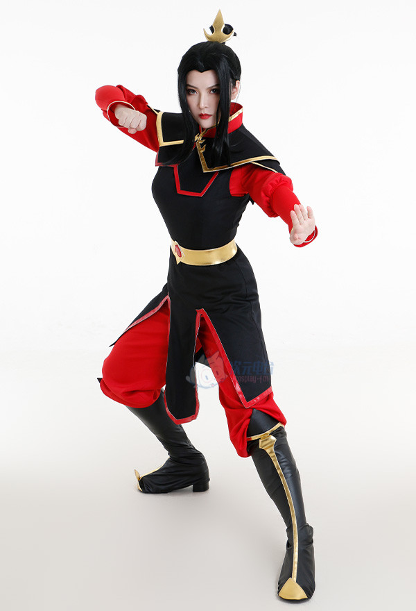 Avatar The Last Airbender Azula Red Black Battle Suit Cosplay Costume