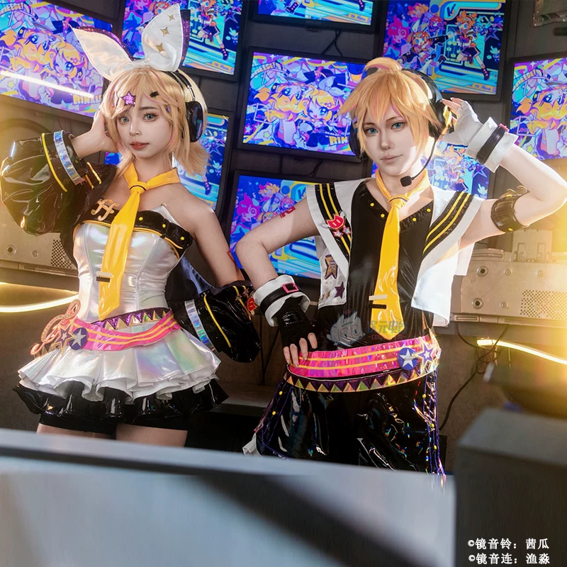 Косплей-костюм из анимации для игры Meowth Run, связанный с Kagamine Rin/Kagamine Twins, в стиле dimension радиостанции