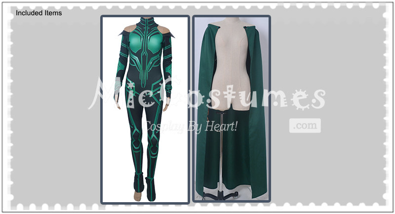 Thor Ragnarok Hela Cate Blanchett Green Black Cosplay Costume