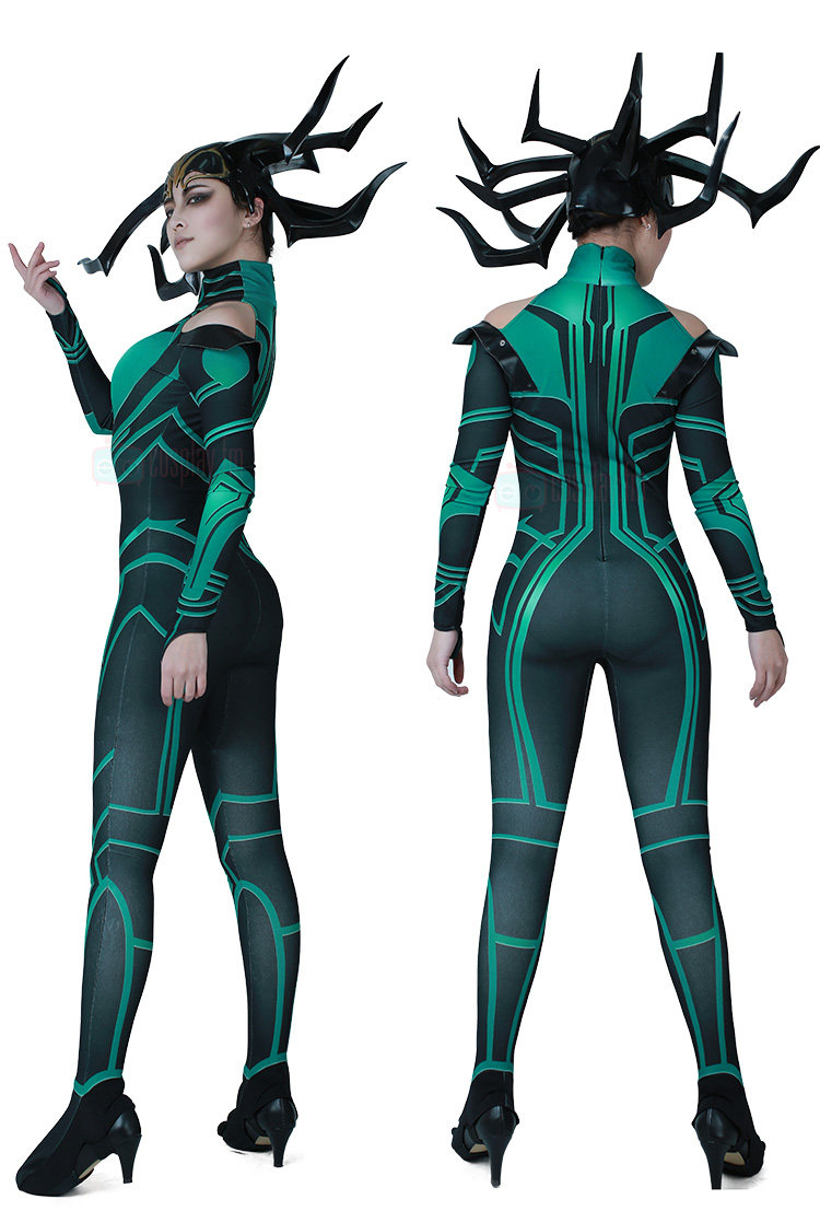 Thor Ragnarok Hela Cate Blanchett Green Black Cosplay Costume