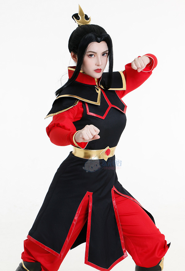 Avatar The Last Airbender Azula Red Black Battle Suit Cosplay Costume