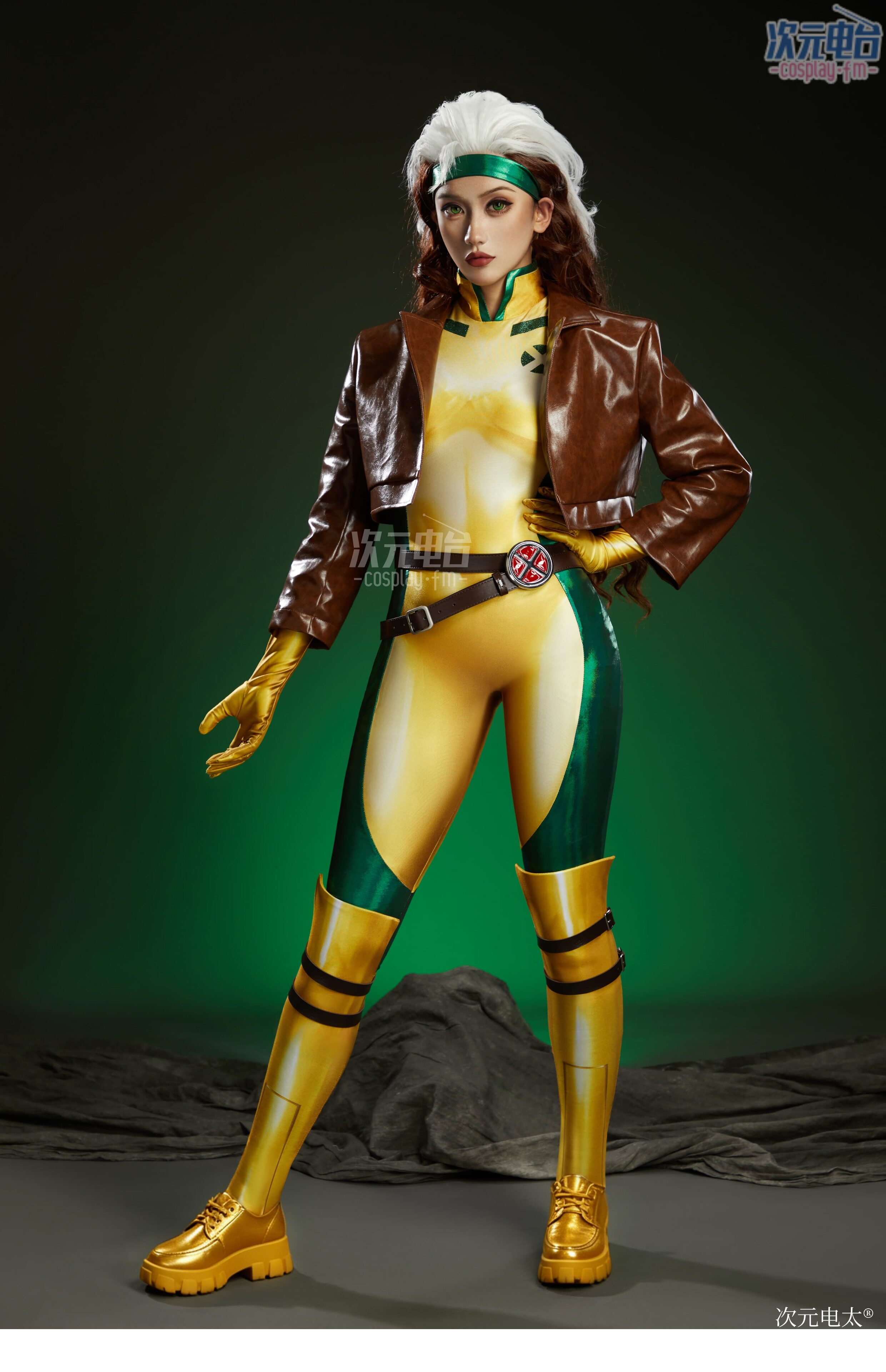 X-Men Anna Marie LeBeau Rogue Yellow Green Cosplay Costume