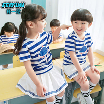 2021 new British striped kindergarten garden suit summer school uniform Childrens suit class suit custom summer