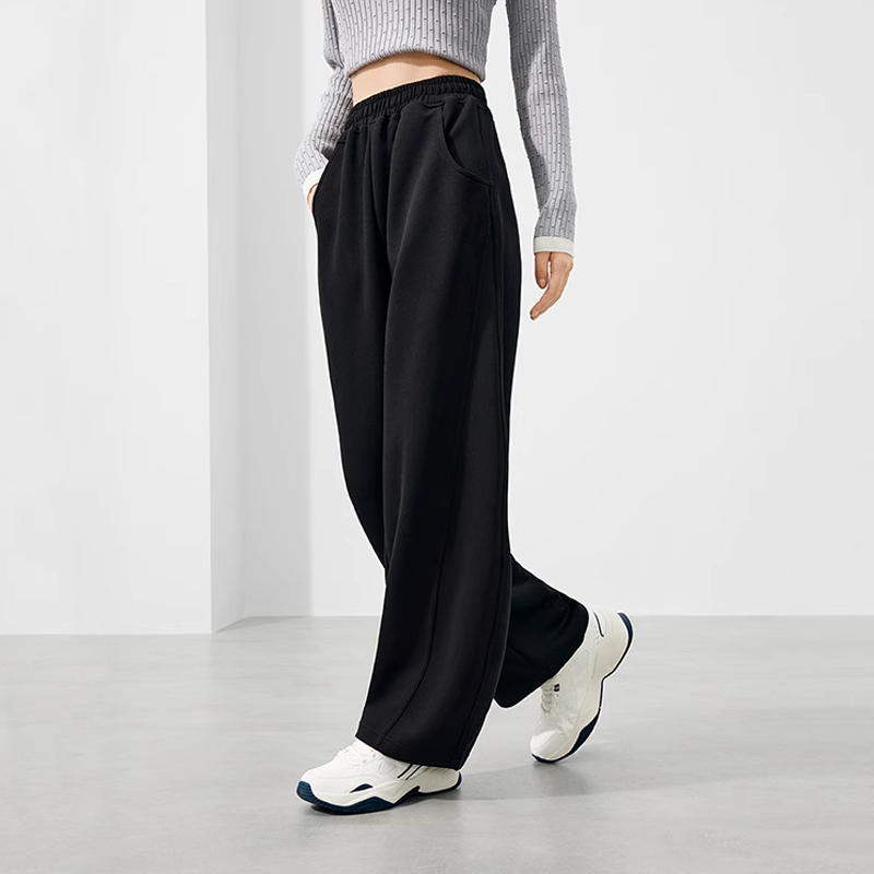 361运动裤2025秋冬女子弯刀裤宽松针织长裤直筒休闲裤遮肚运动裤