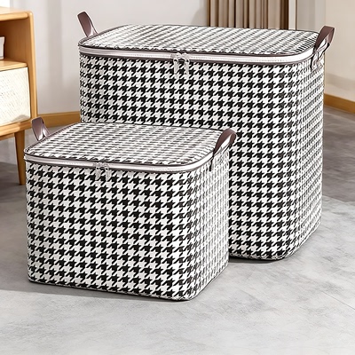 千鸟格加厚无纺布收纳袋衣柜整理收纳袋搬家大容量方便手提收