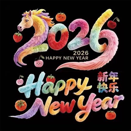 2026新年快乐春节橱窗玻璃贴新年马年装饰用品静电贴过年玻璃贴纸