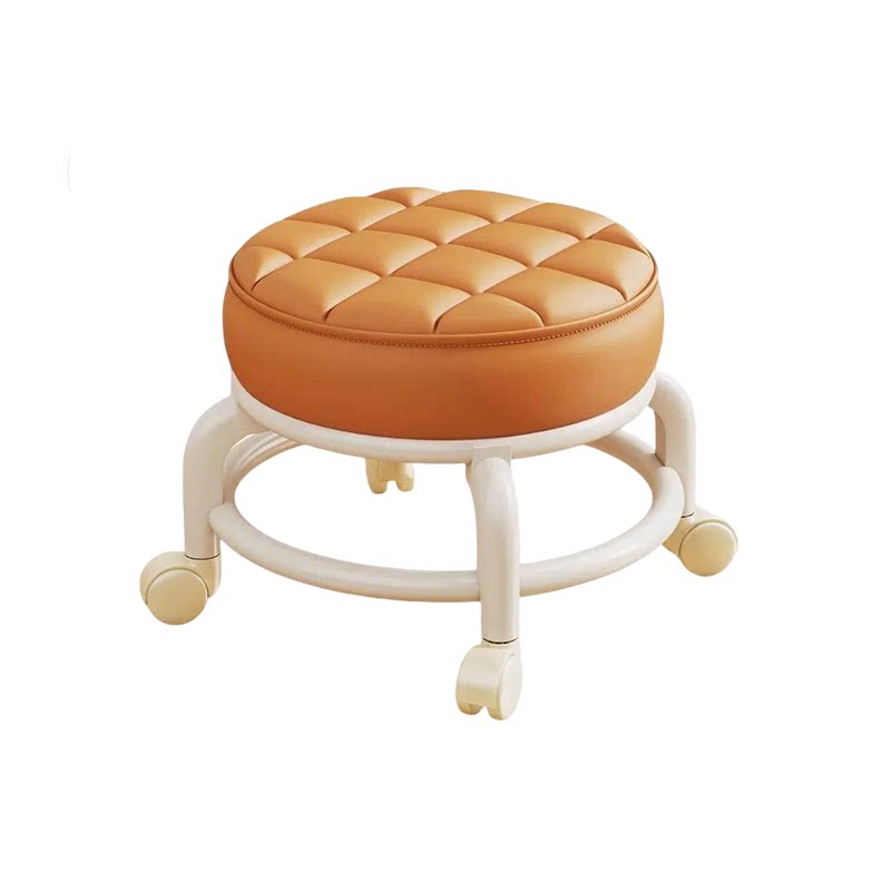 PX-轻奢风皮革矮凳万向轮可移动家用客厅带娃神器滑轮凳子