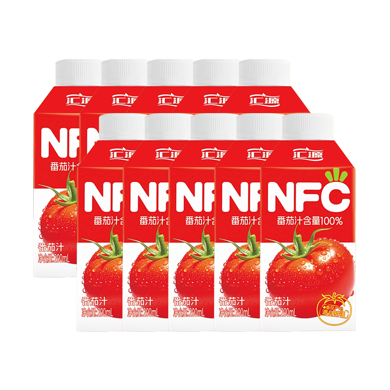 【超市独家】汇源100%果汁NFC番茄汁200ml*10非浓缩还原纯蔬果汁