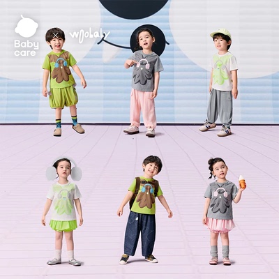 babycare×woobaby儿童T恤凉感3A抗菌防蚊童趣短袖上衣26夏新品