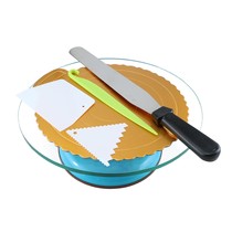 Glass laminating table Birthday cake turntable Turntable Baking laminating tool set Non-slip mat household 12 inches