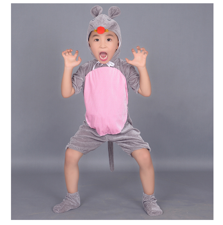 Ngày tết, Chuột nhỏ, Trang phục, Biểu diễn múa mèo và Chuột của trẻ em, Mèo xám của trẻ em, Trang phục biểu diễn ban đêm váy múa alibaba cho bé