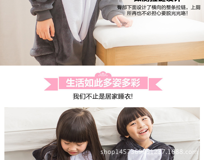 Cha mẹ-con flannel phim hoạt hình sói động vật đồ ngủ dính liền mùa thu và mùa đông dày tay dài chàng trai và cô gái dịch vụ nhà pijama đẹp cho cả nhà