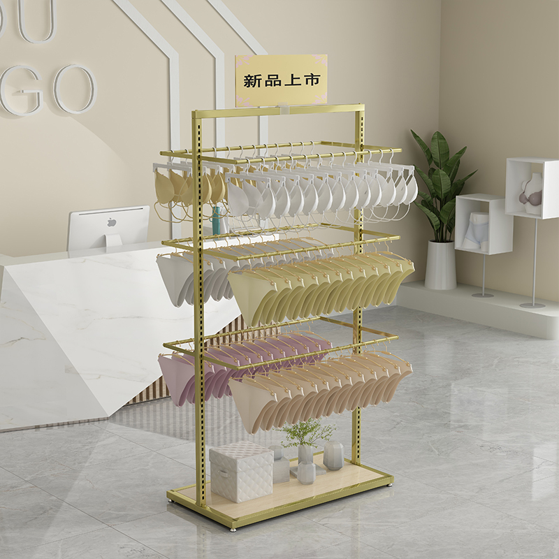 Adjustable Underwear Display Rack for Shopping Malls, Double-Sided Island Rack for Lingerie Stores, Box-Style Shorts Display Rack, Stockings Shelf