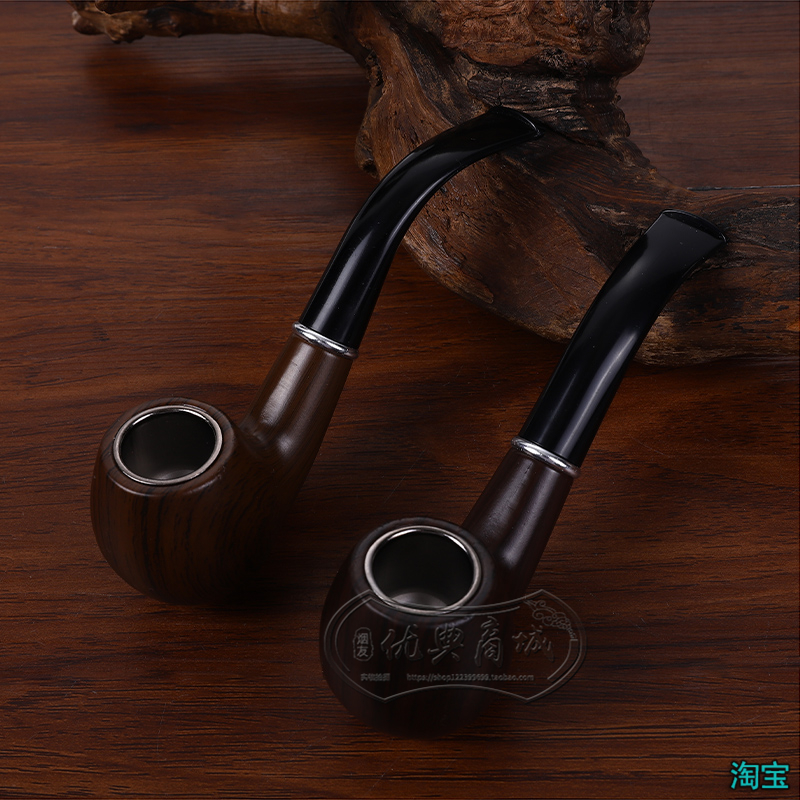 Curved metal pipe pot Filter old-fashioned tobacco bag dry tobacco pipe Removable bakelite pipe curved