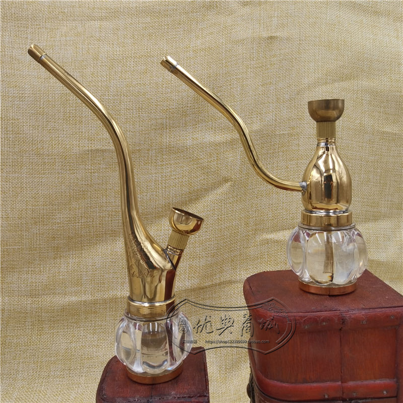 Brass dual-use water smoke pot water filtration plastic tobacco pipe metal smoke bag pan double with pure copper smoker-Taobao