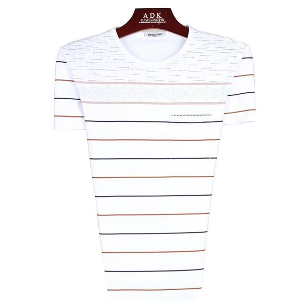 Mùa hè mới trung niên nam ngắn tay áo thun cổ tròn rộng kích thước lớn quần áo cotton cotton nam