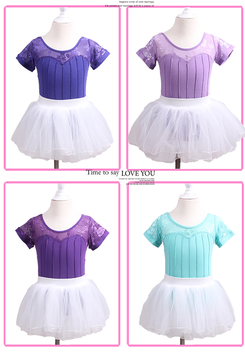 Trang phục khiêu vũ mới cho trẻ em váy ren mở quần áo tập thể dục trẻ em ngắn tay trình diễn mảnh đặt cô gái mùa hè trang phục biểu diễn cho bé trai