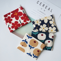 Classic Flowers Zero Money Zipped Bag Nordic Minimalist Card Coin Containing Small Cloth Bag Homemade Handmade Fabric